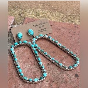 Nizhoni Traders Tubac Royston Turquoise and Sterling Silver Statement Earrings